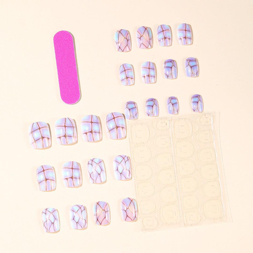 Iridescent Geometric Nail Art Extensions Stornfield