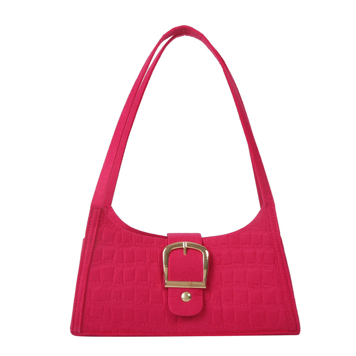 Crocodile-Patterned Handbag with Buckle Detail