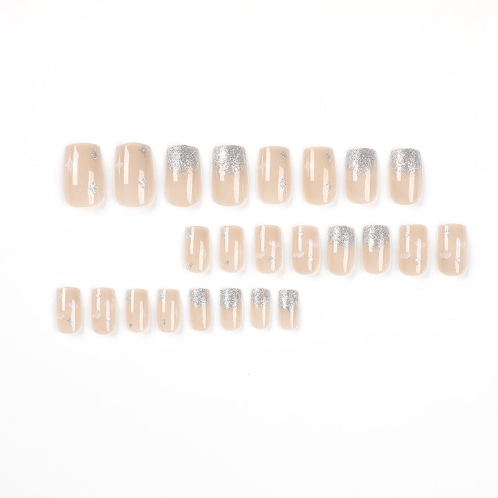 Glittering nail extensions with creative jewelry design Stornfield