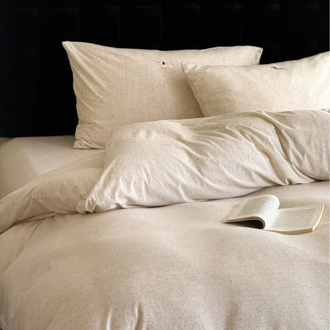 Linen-Blend Duvet Cover Set with Deep-Pocket Fitted Sheet