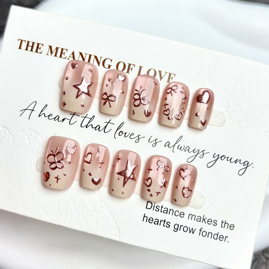 Decorative Press-On Nail Set with Artistic Patterns