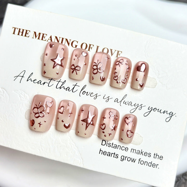 Decorative Press-On Nail Set with Artistic Patterns
