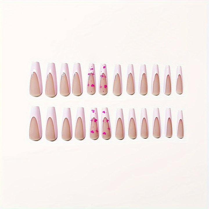 Decorative Heart-Themed Press-On Nail Art Stornfield