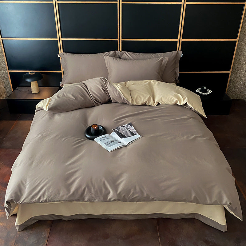 Reversible satin duvet cover set with silky soft finish and hotel closure
