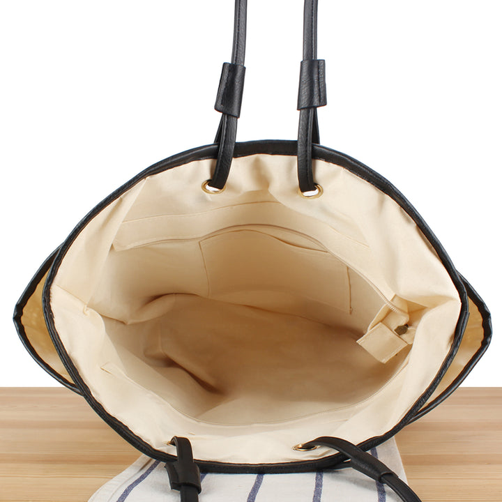 Tote bag with sophisticated compartment design and durable leather handles Stornfield