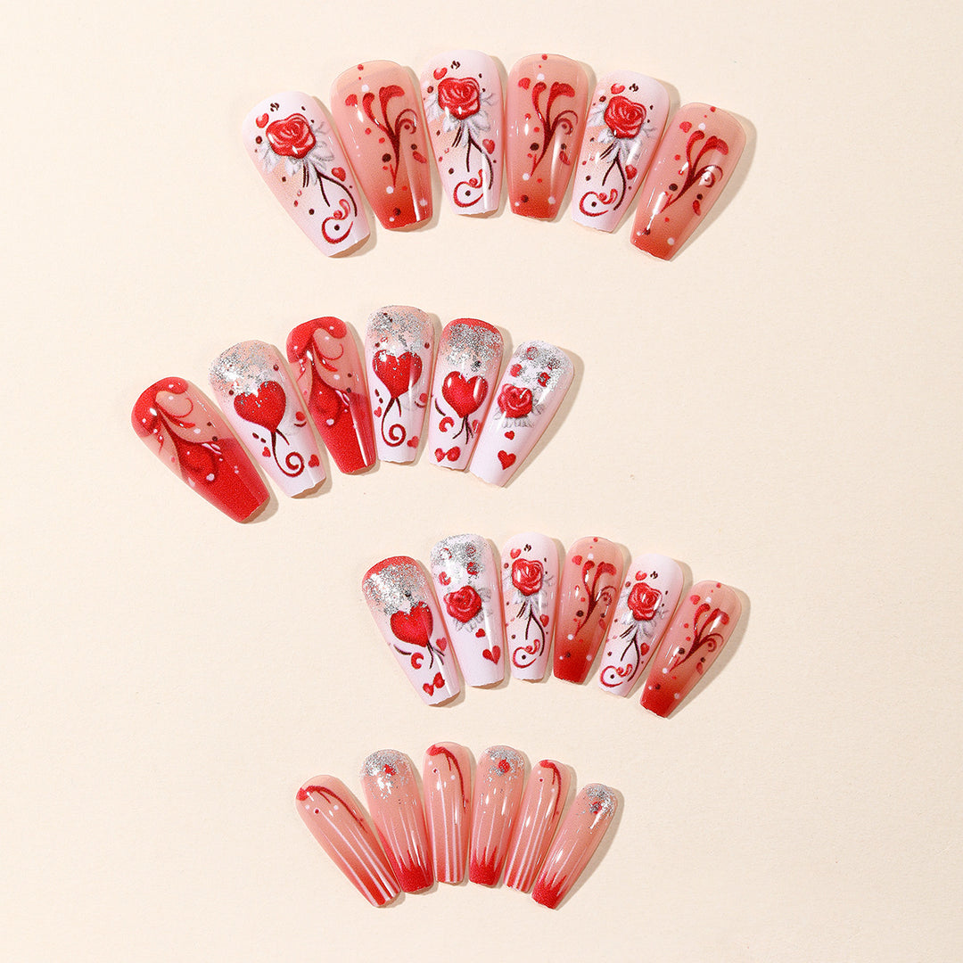Romantic Heart-Themed Nail Art Set Stornfield