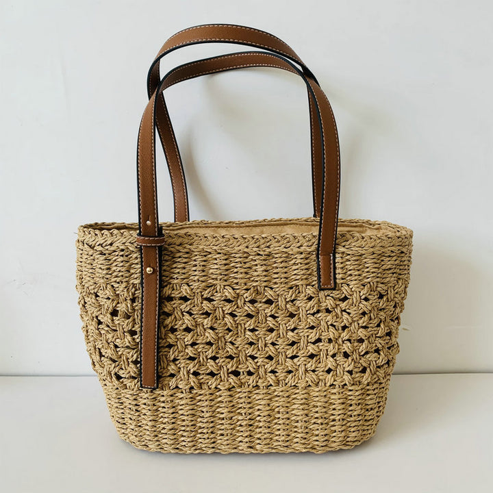 Handcrafted beach bag with high-quality leather handles Stornfield