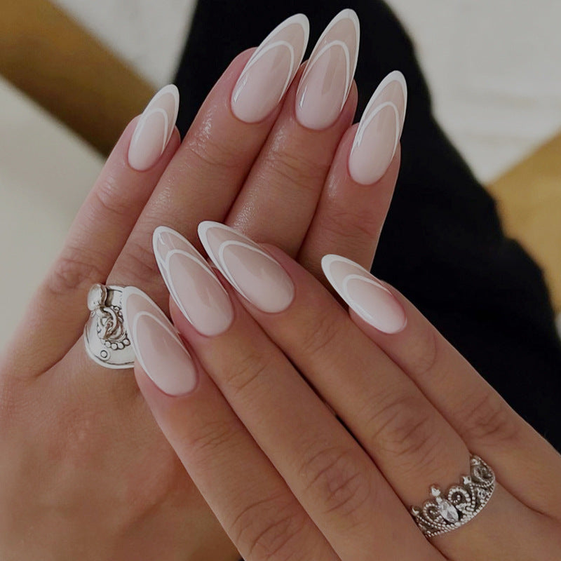 Designer Press-On Nail Set with Elegant Geometric Patterns Stornfield