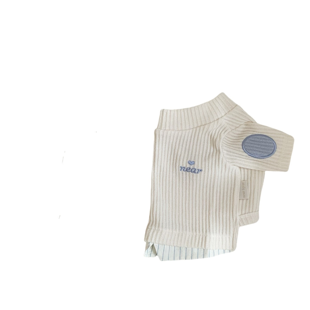 Ribbed Cotton Mock-Neck Infant Sweater with El Patch