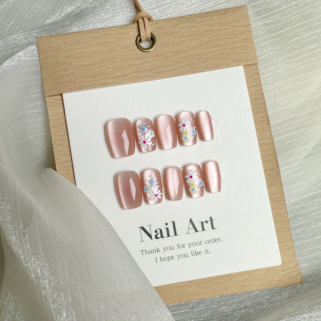Floral-Embellished Gel Nail Art Set