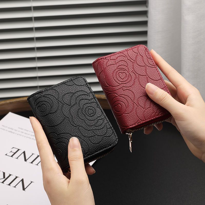 Floral Embossed Zip-Around Wallet