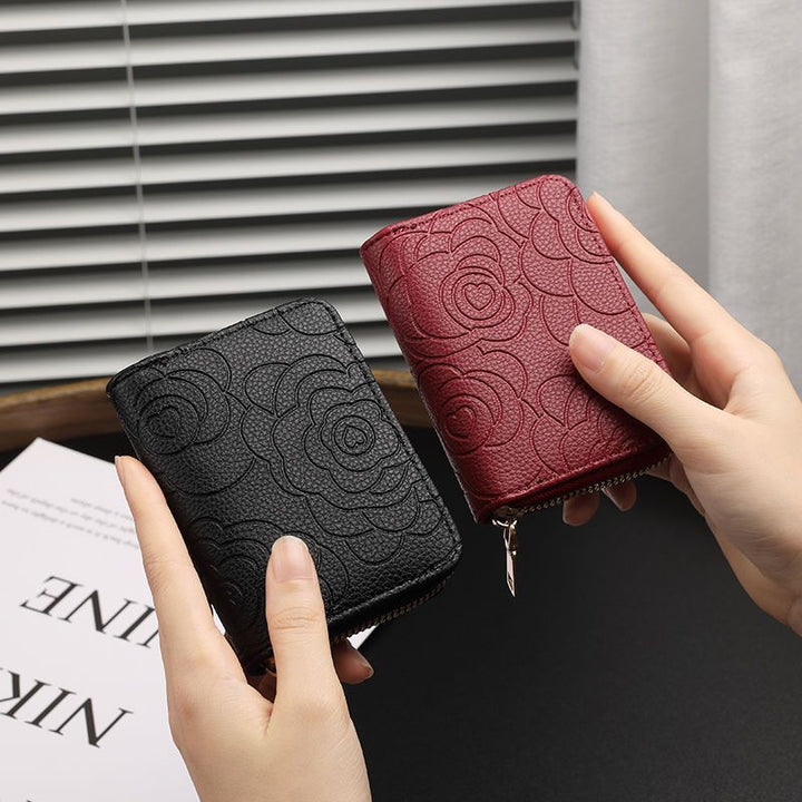 Floral Embossed Zip-Around Wallet