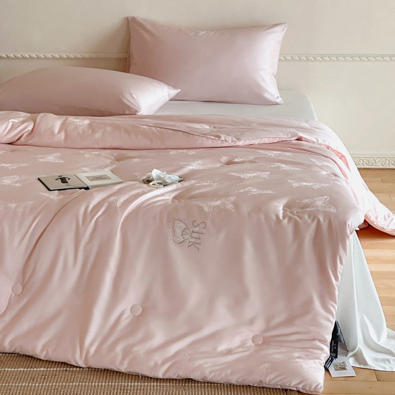 Luxury Silk-Effect Jacquard Butterfly Tufted Duvet Comforter with Hypoallergenic Fill & Corner Tabs