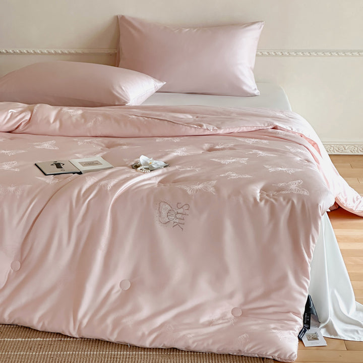 Luxury Silk-Effect Jacquard Butterfly Tufted Duvet Comforter with Hypoallergenic Fill & Corner Tabs