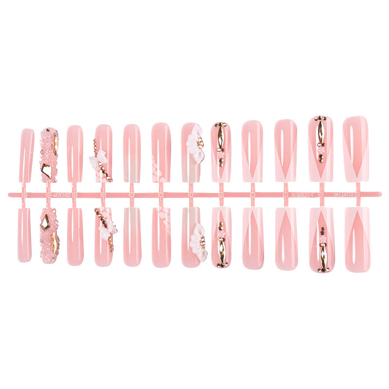 Decorative Artificial Nail Set with Floral and Gem Accents Stornfield