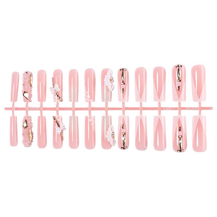 Decorative Artificial Nail Set with Floral and Gem Accents Stornfield