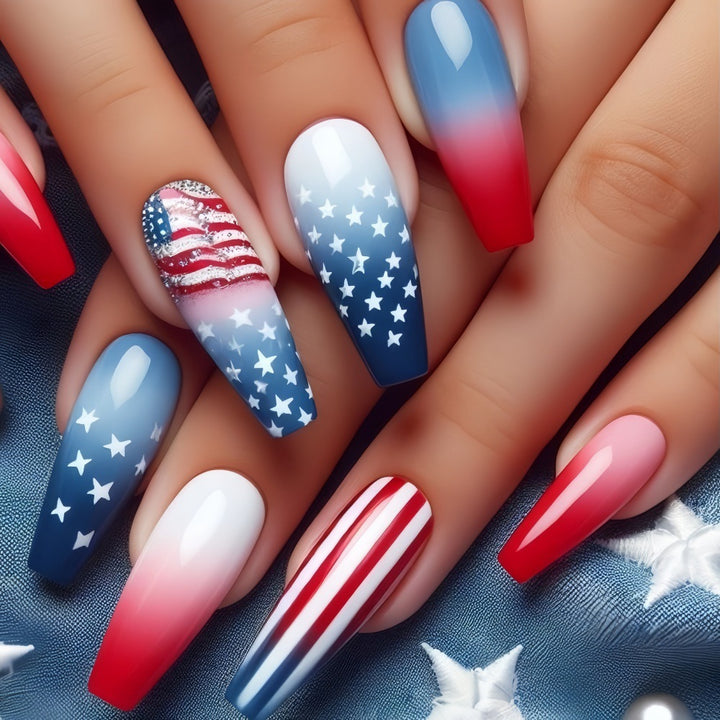 Artificial nail set with patriotic design Stornfield