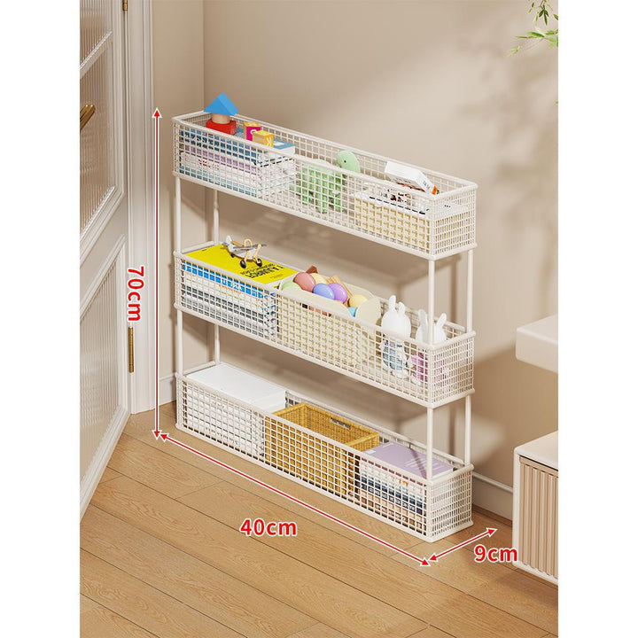 Slim Vertical Mesh Basket Organizer Rack for Narrow Spaces