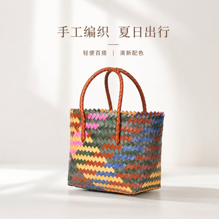 Handwoven tote bag with bamboo handles Stornfield
