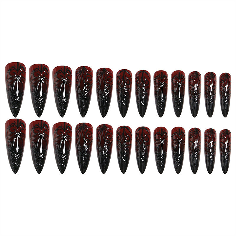 Artificial nails with elegant gothic pattern Stornfield