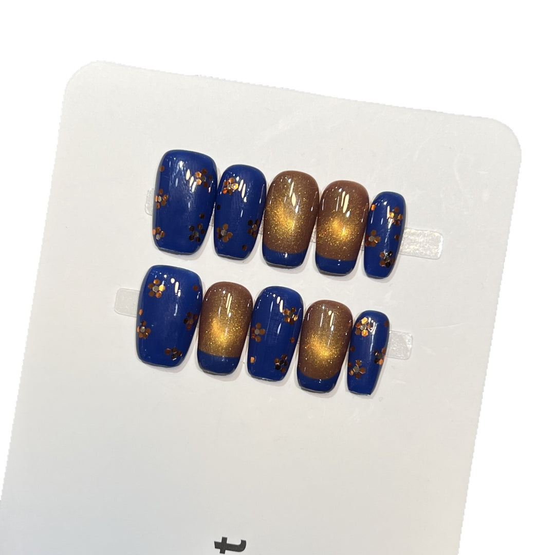 Decorative Press-On Nail Art Set with Glitter and Floral Accents Stornfield