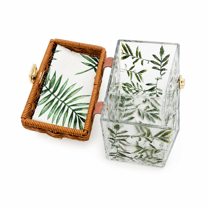 Clear Acrylic Handbag with Bamboo Handle
