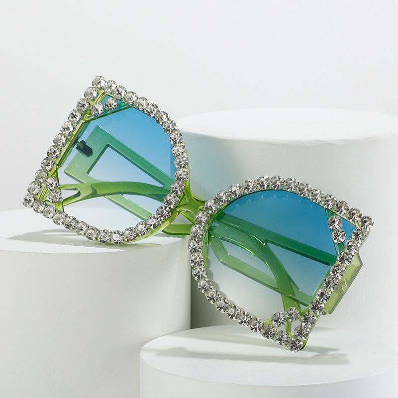 Statement Rhinestone-Embellished Hexagonal Sunglasses Stornfield