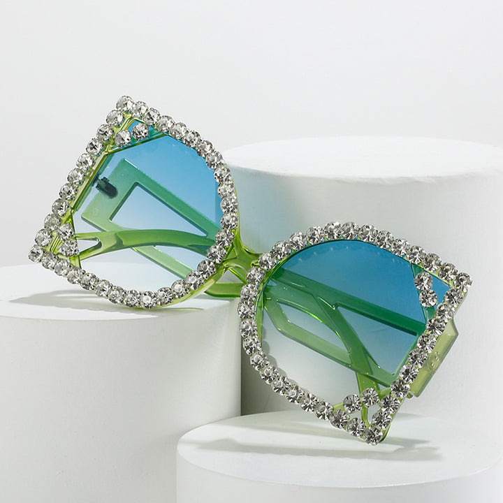 Statement Rhinestone-Embellished Hexagonal Sunglasses Stornfield