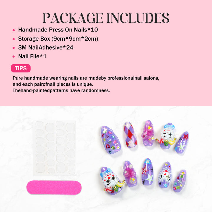 Creative nail art set with playful animal designs and glitter elements Stornfield
