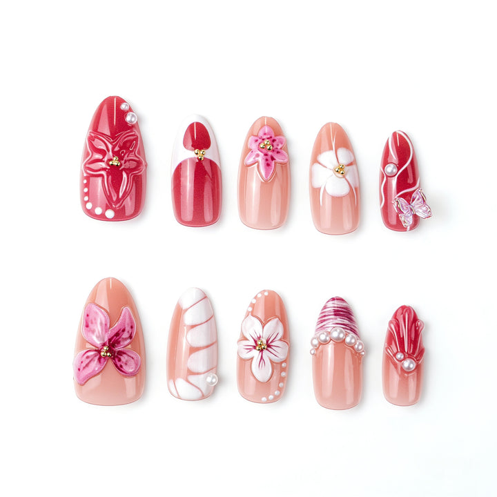 Detailed Floral Design Press-On Nails Stornfield