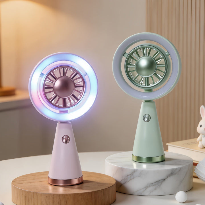 Women's Portable Mini Fan with Colorful LED Light Stornfield