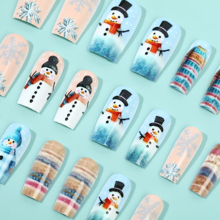 Festive artificial nails with snowman motif Stornfield