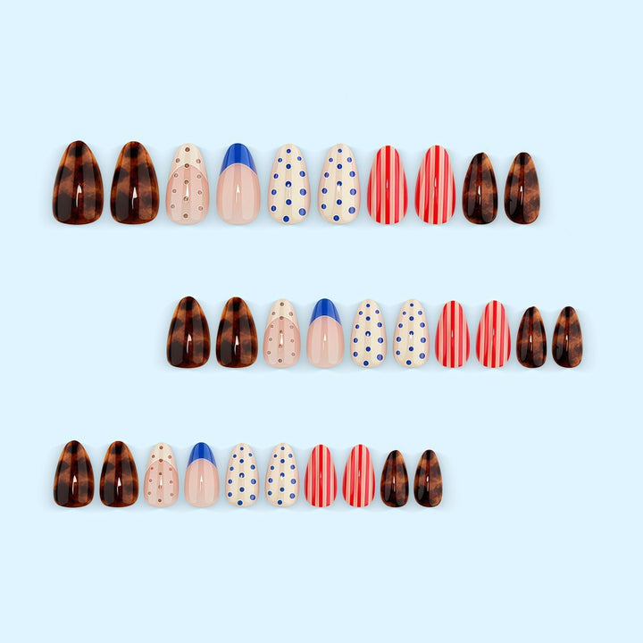 Artificial nails with modern dot and stripe design Stornfield
