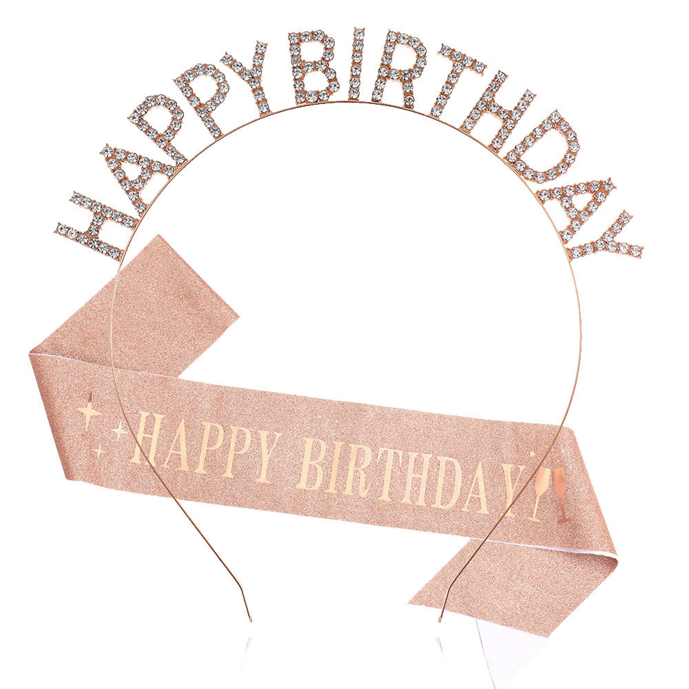 Ladies Glitter Headband with "Happy Birthday" Inscription Stornfield