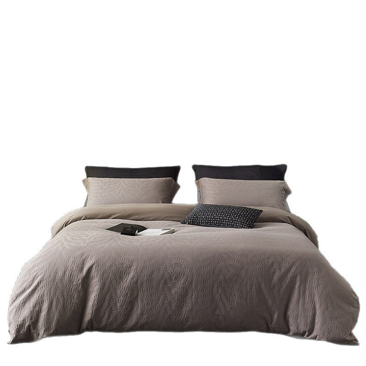 Washed Cotton-Linen Textured Duvet Cover Set with Matelassé Finish and Pillow Shams