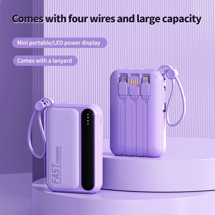 Portable power bank with integrated fast charging ports and multifunctional cable Stornfield