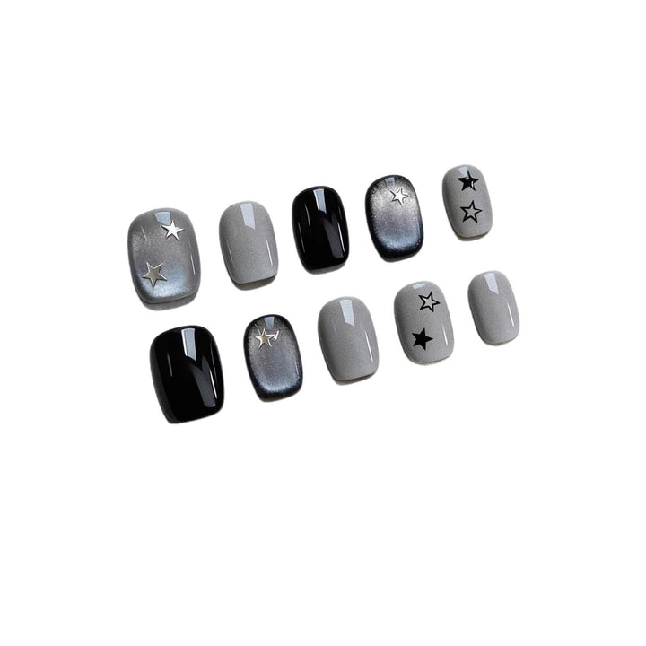 Decorative Press-On Nail Art Set with Star Motif