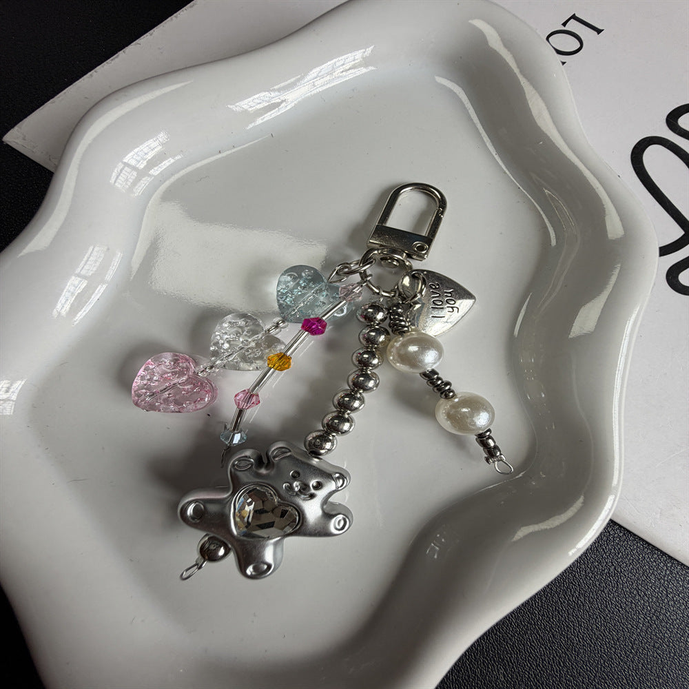 Decorative Heart and Bear Charm Keychain Stornfield
