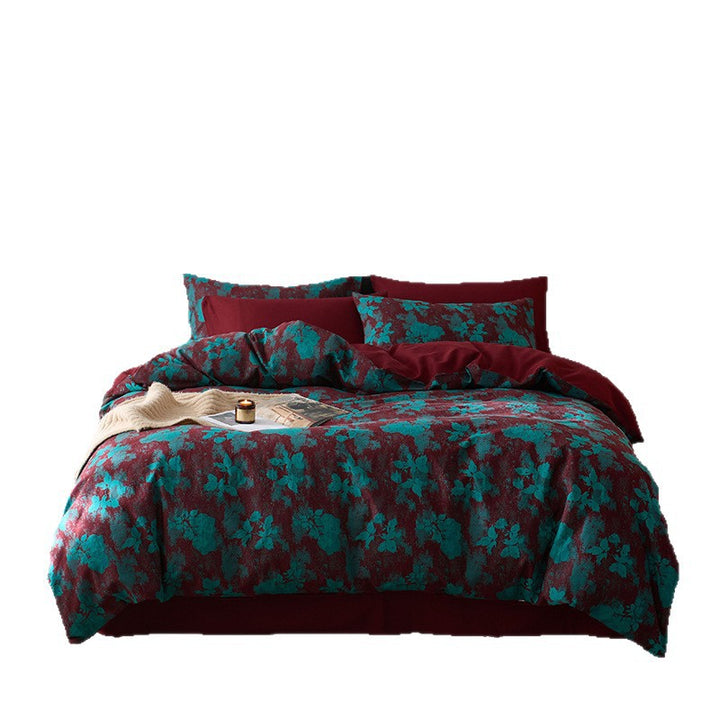 Bedding set made of cotton satin with abstract watercolor pattern and reversible function