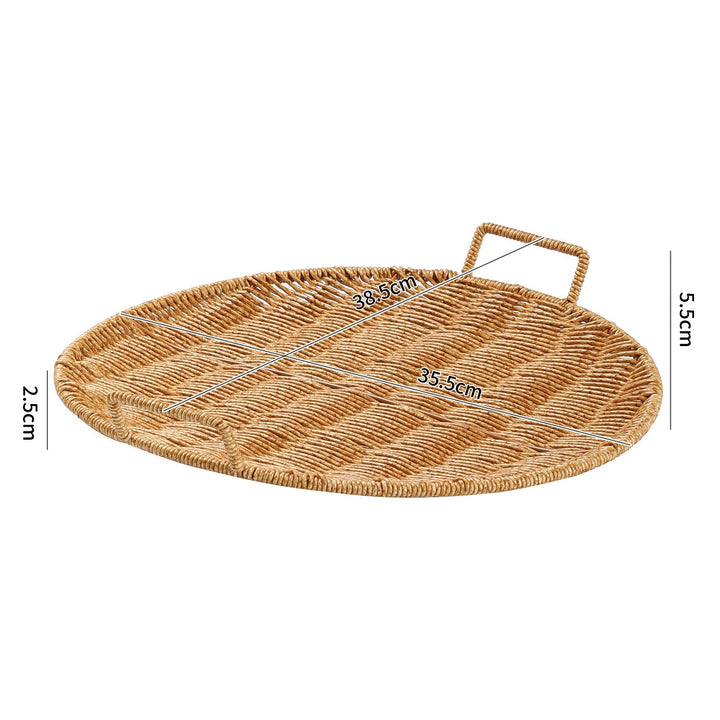 Handwoven Round Serving Tray with Ergonomic Handles Stornfield