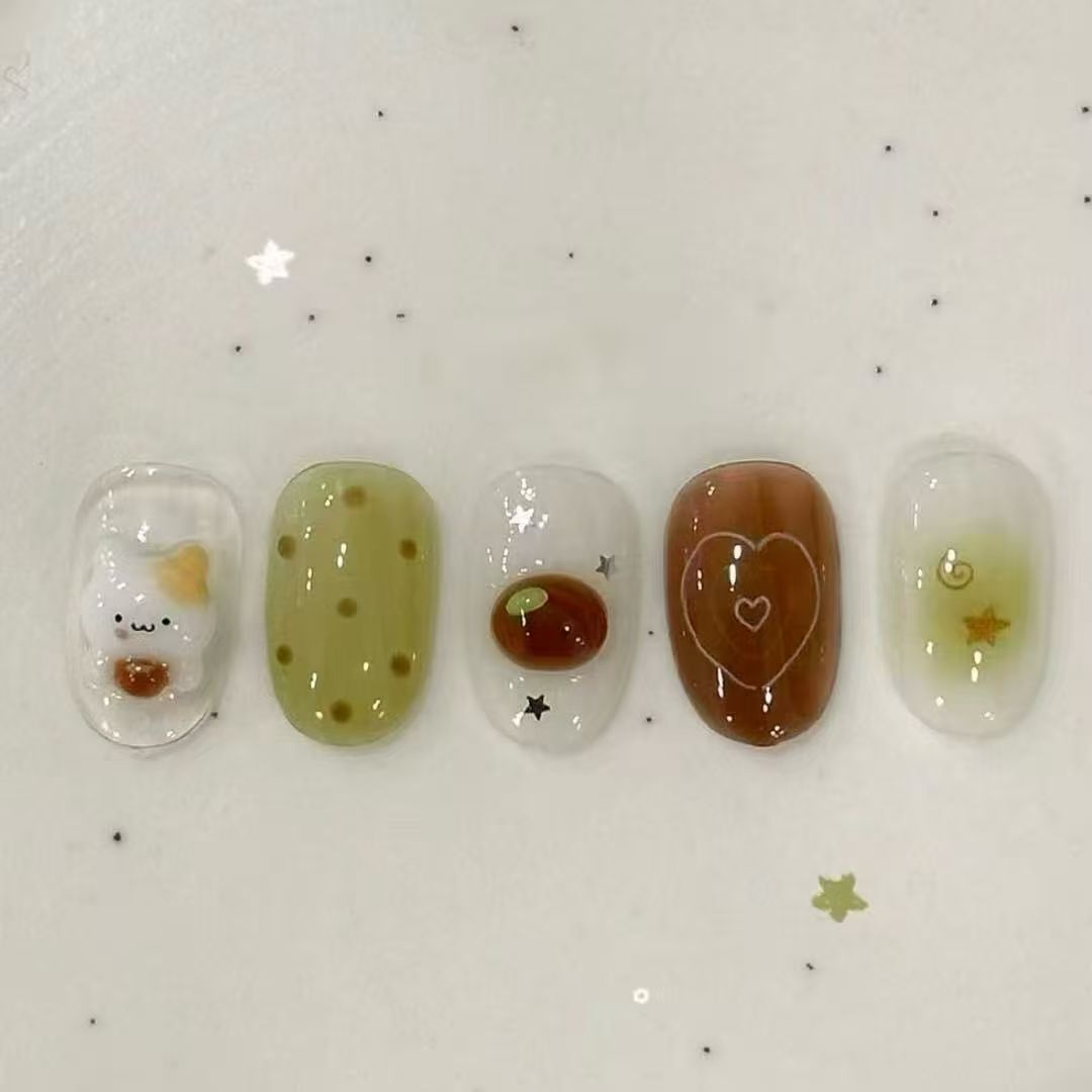 Whimsical Bunny-Themed Press-On Nail Art Set Stornfield