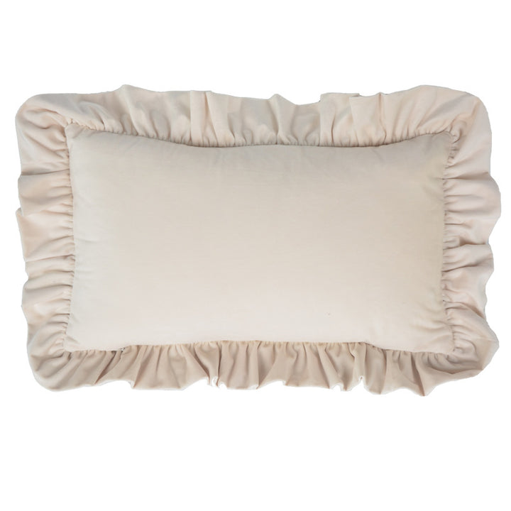 Plush Velvet Ruffled Rectangular Pillow Sham with Hidden Zipper