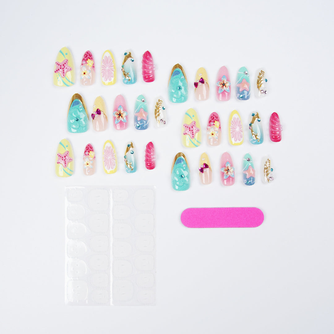 Colorful artificial nails with rhinestones Stornfield