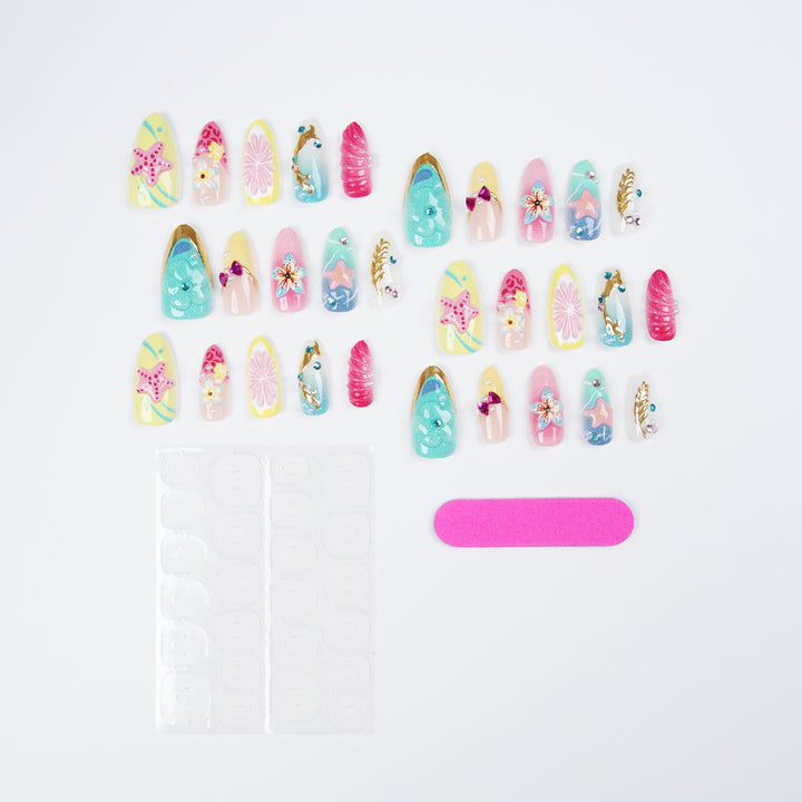 Colorful artificial nails with rhinestones Stornfield