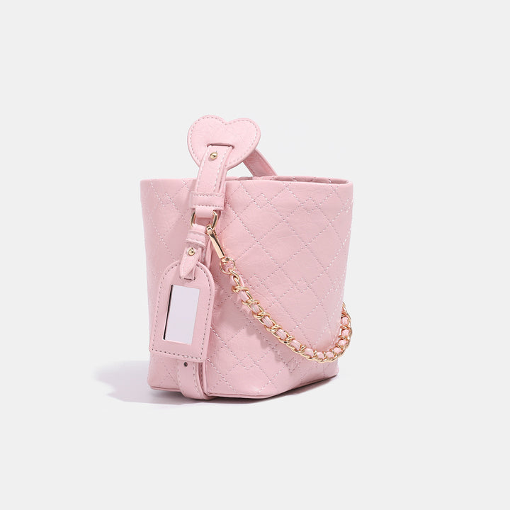 Textured Leather Bucket Handbag