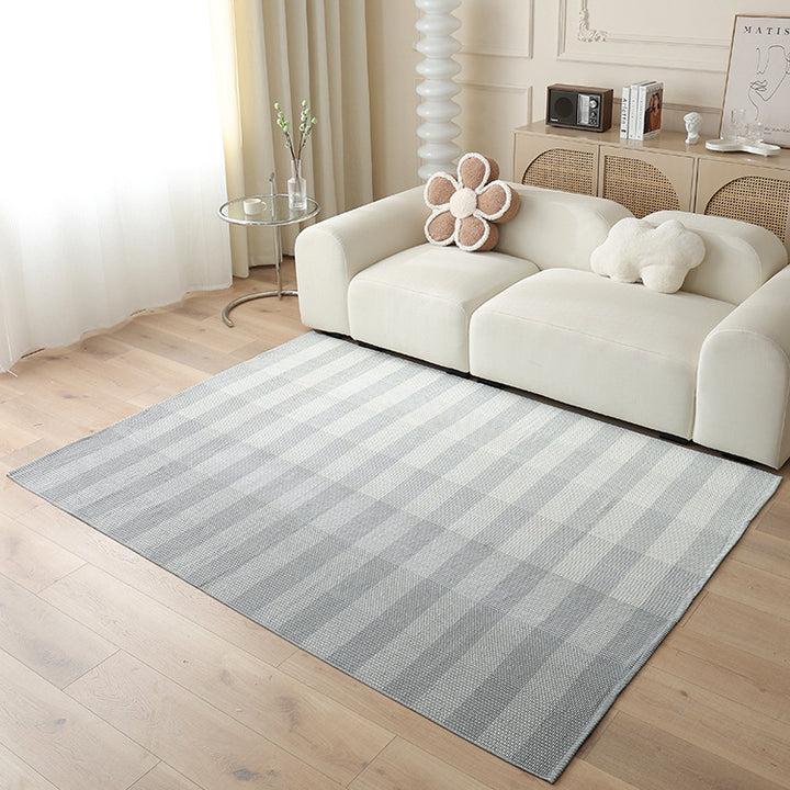 Large area living room rug check pattern, flat woven