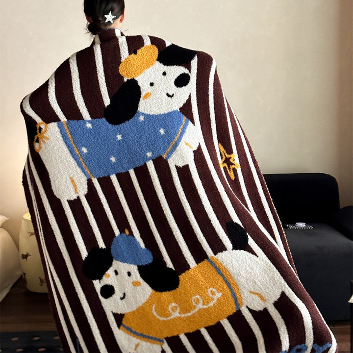 Plush Tree-Pattern Chenille Throw Blanket