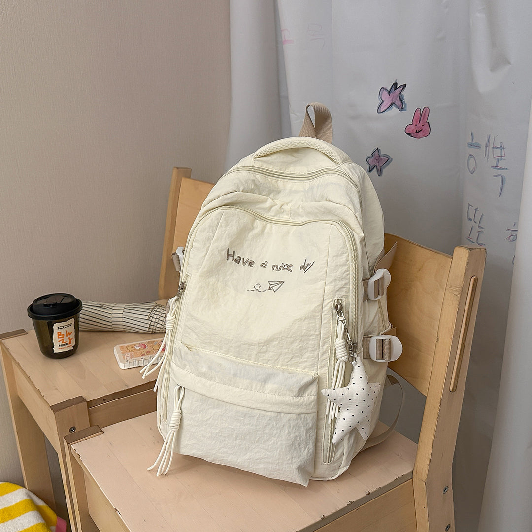 Multi-Pocket Casual Backpack with Inspirational Quote Stornfield
