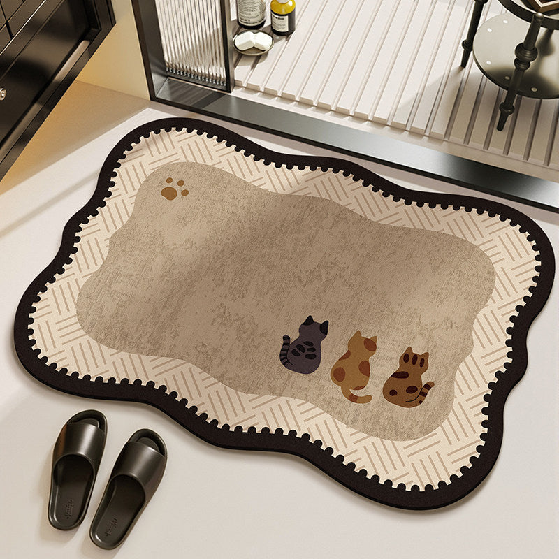Cat-Themed Plush Bathroom Mat