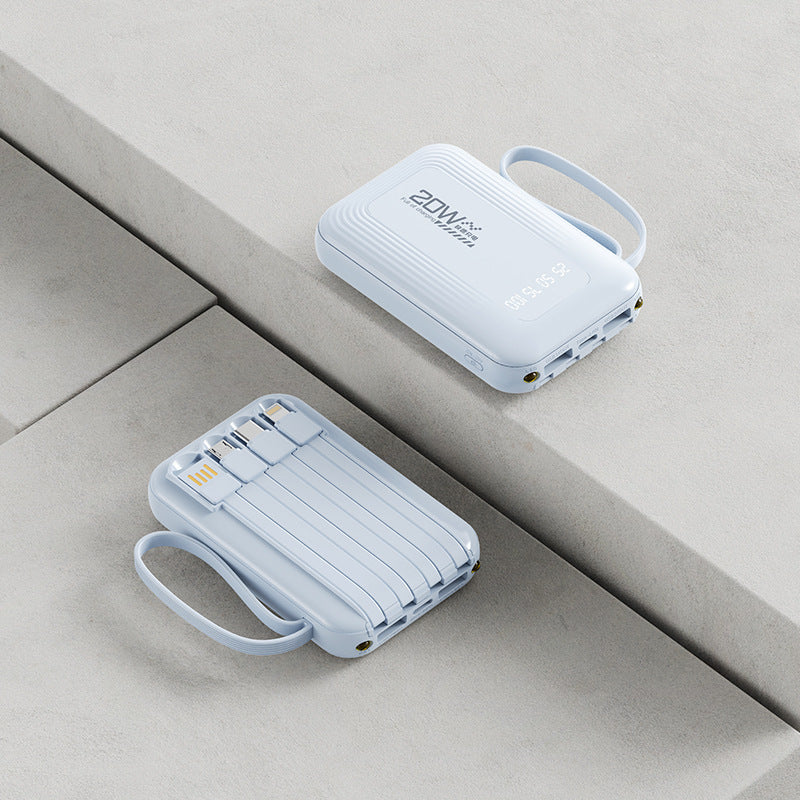 Portable power bank with integrated cable system and LED display Stornfield